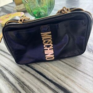 Moschino Black and Gold Shoulder Bag